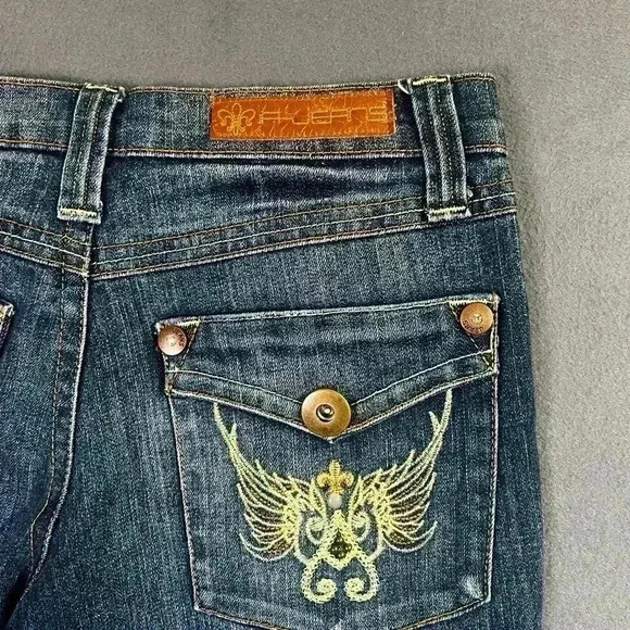 A-Jeans Straight Leg Jeans Womens 9 Juniors Faded Denim Blue Embroidered 0709 - Picture 9 of 10